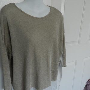 Zara metallic gold knit with cream chiffon top
